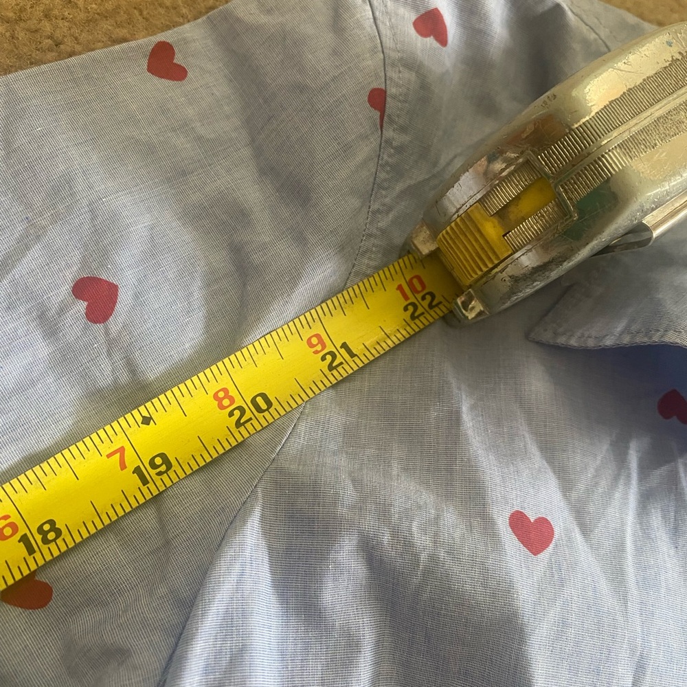 J. Crew Blue and Red Casual Button Down Shirt cute red hearts portofino style - Picture 8 of 8